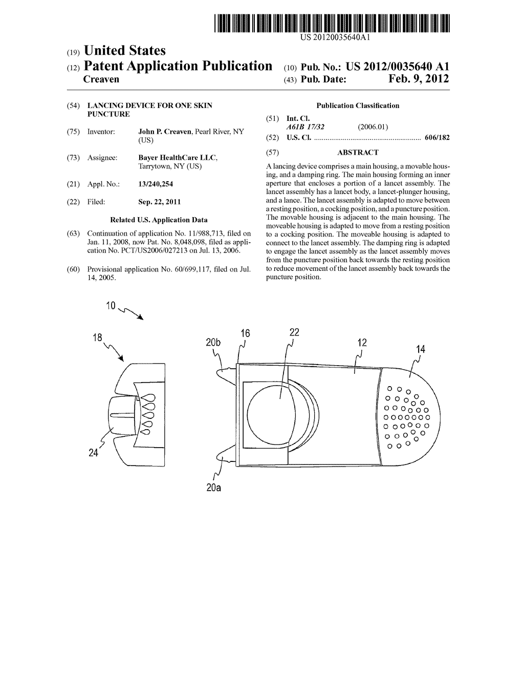 LANCING DEVICE FOR ONE SKIN PUNCTURE - diagram, schematic, and image 01