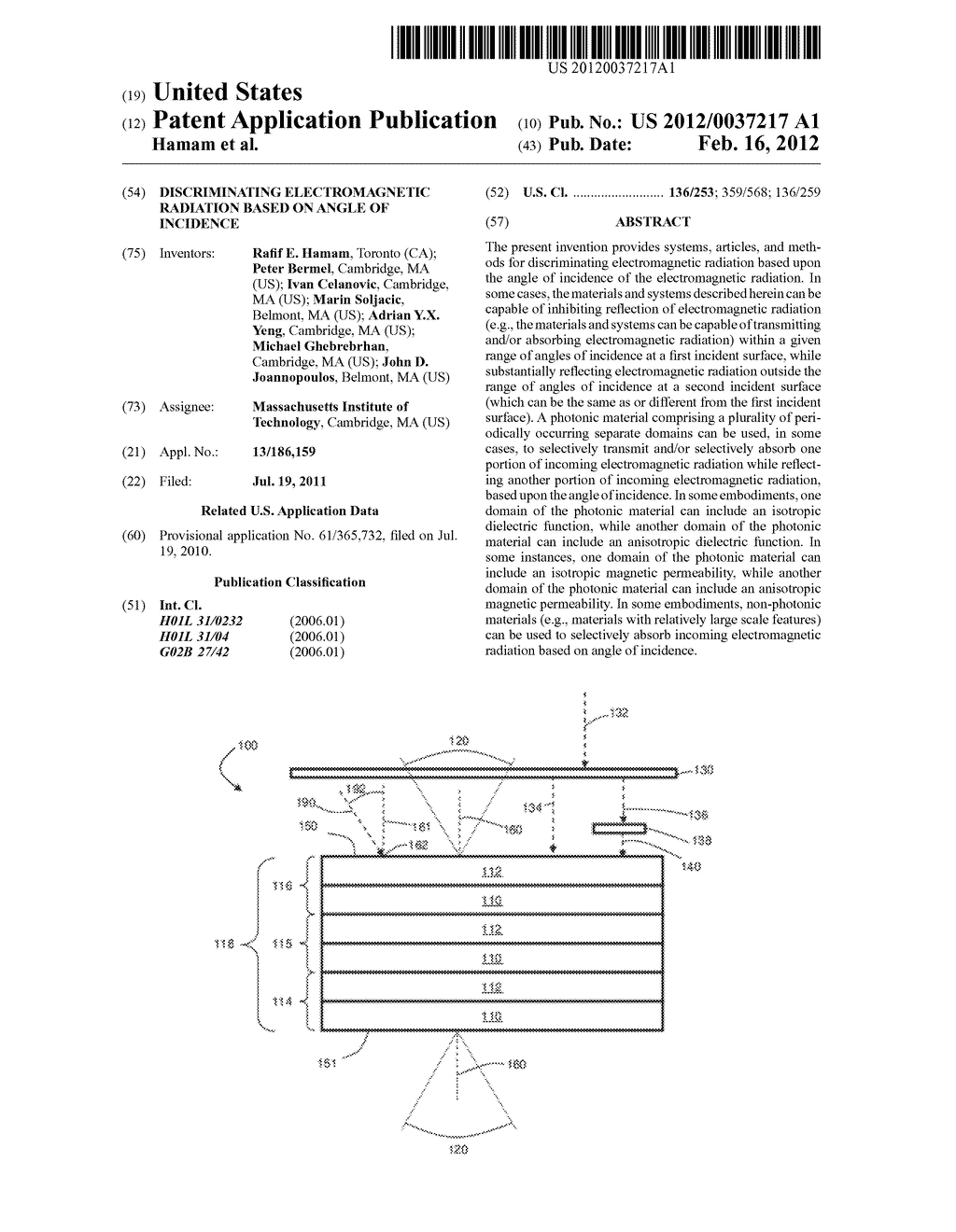 DISCRIMINATING ELECTROMAGNETIC RADIATION BASED ON ANGLE OF INCIDENCE - diagram, schematic, and image 01