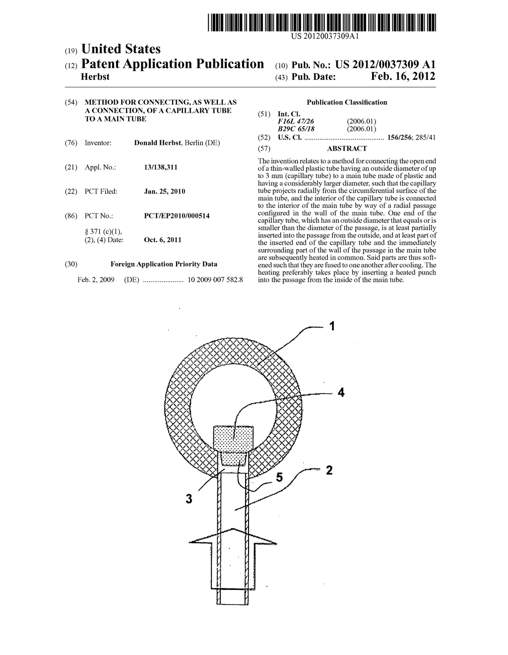 Method for connecting, as well as a connection, of a capillary tube to a     main tube - diagram, schematic, and image 01