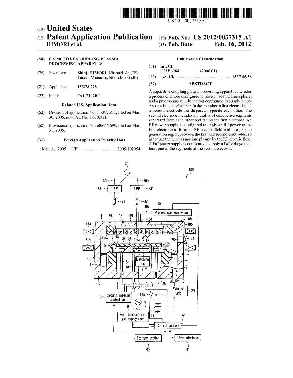 CAPACITIVE COUPLING PLASMA PROCESSING APPARATUS - diagram, schematic, and image 01