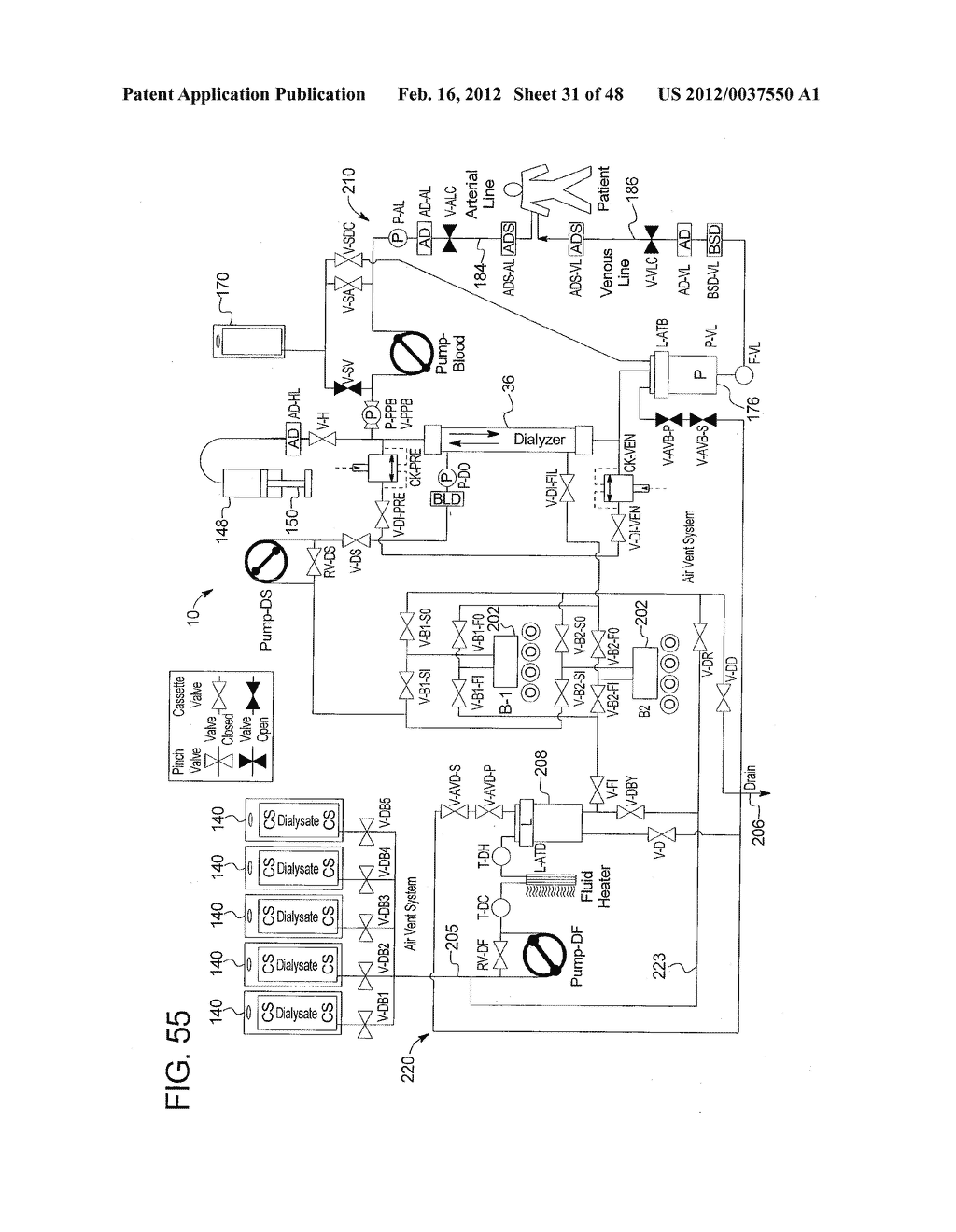 HEMODIALYSIS SYSTEM WITH CASSETTE AND PINCH CLAMP - diagram, schematic, and image 32