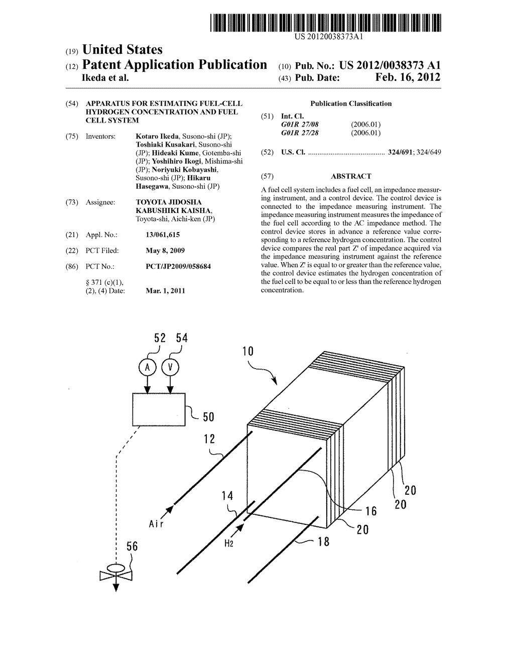 APPARATUS FOR ESTIMATING FUEL-CELL HYDROGEN CONCENTRATION AND FUEL CELL     SYSTEM - diagram, schematic, and image 01