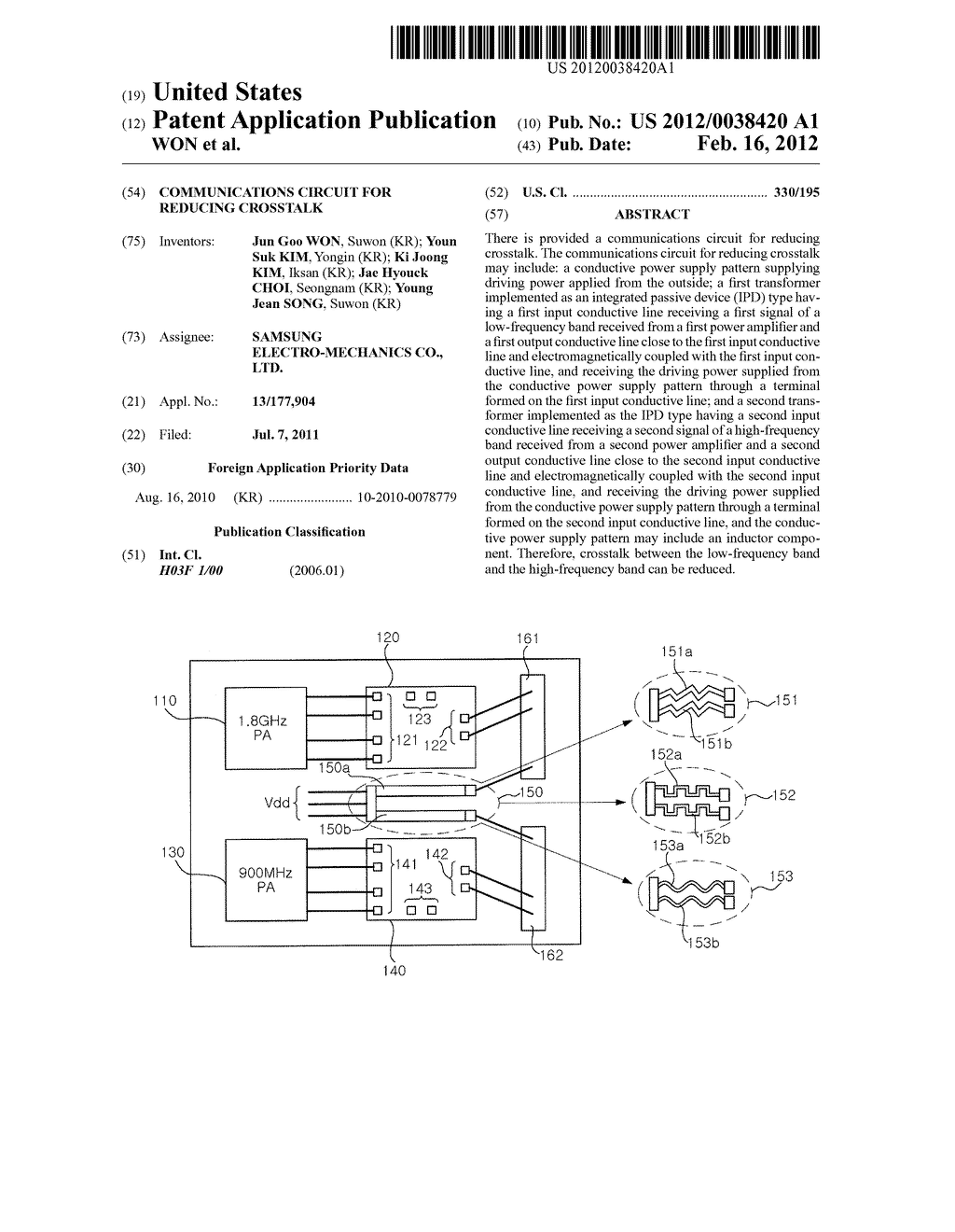 COMMUNICATIONS CIRCUIT FOR REDUCING CROSSTALK - diagram, schematic, and image 01