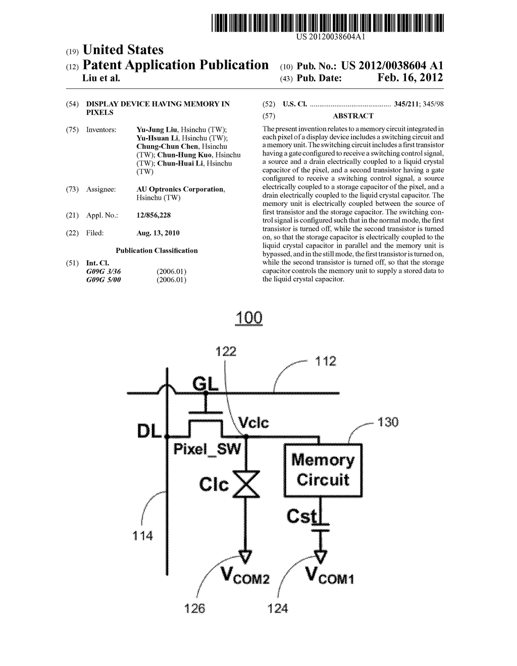 Display Device Having Memory In Pixels - diagram, schematic, and image 01