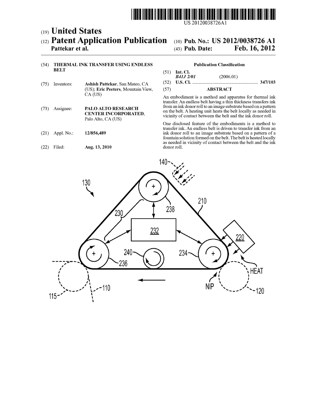 THERMAL INK TRANSFER USING ENDLESS BELT - diagram, schematic, and image 01