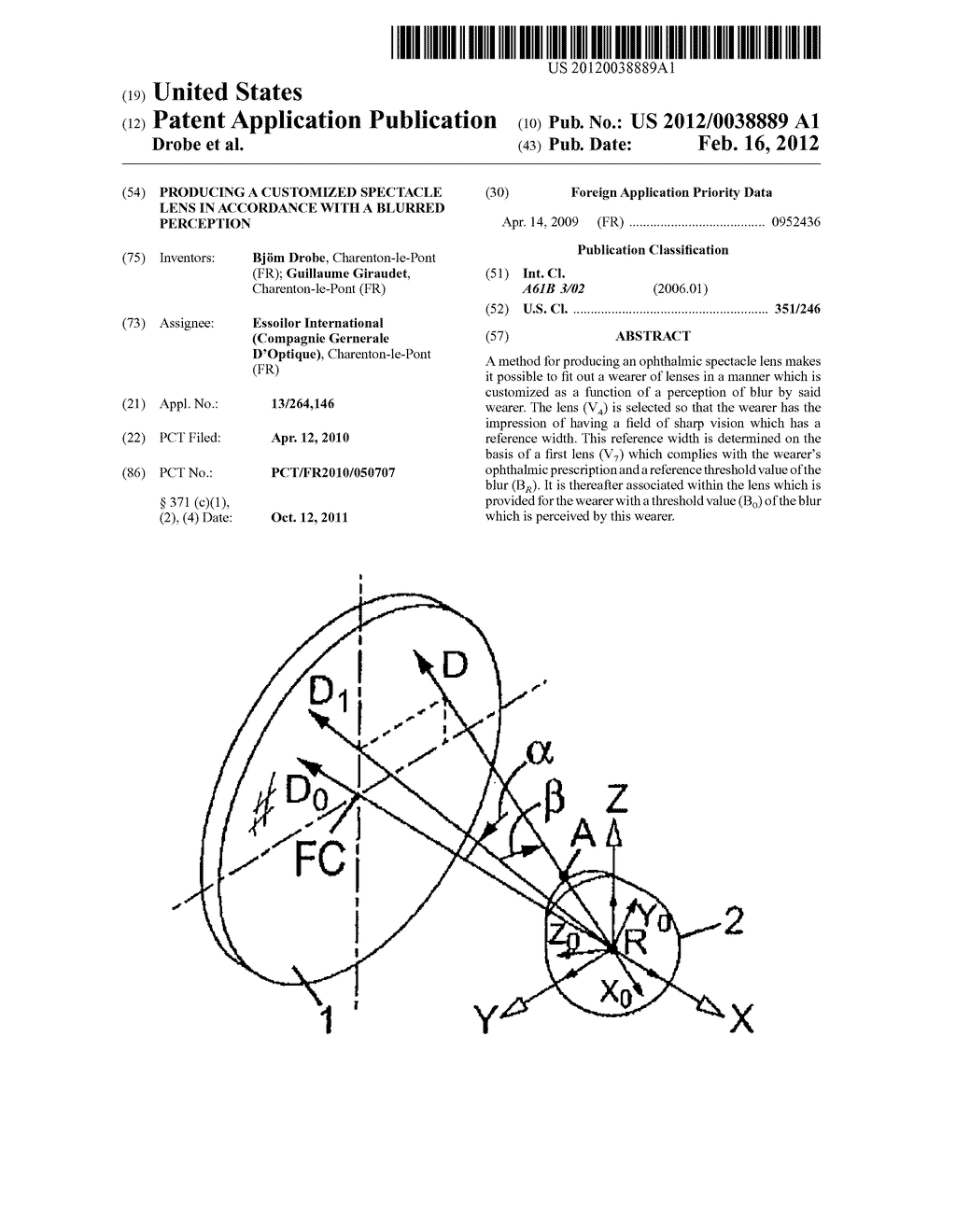 PRODUCING A CUSTOMIZED SPECTACLE LENS IN ACCORDANCE WITH A BLURRED     PERCEPTION - diagram, schematic, and image 01