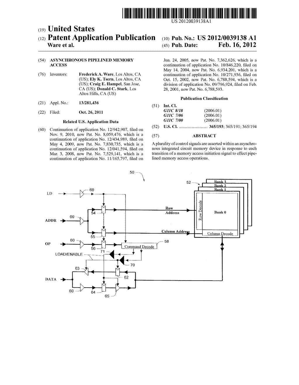 ASYNCHRONOUS PIPELINED MEMORY ACCESS - diagram, schematic, and image 01