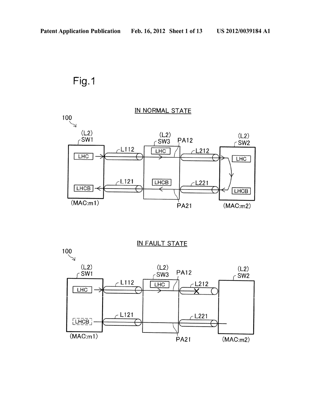 NETWORK SYSTEM, LAYER 2 SWITCH, AND METHOD OF DETECTING OCCURRENCE OF A     FAULT IN A NETWORK - diagram, schematic, and image 02