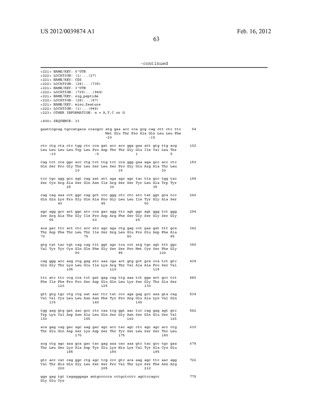 HUMAN MONOCLONAL ANTIBODY AGAINST A COSTIMULATORY SIGNAL TRANSDUCTION     MOLECULE AILIM AND PHARMACEUTICAL USE THEREOF - diagram, schematic, and image 142