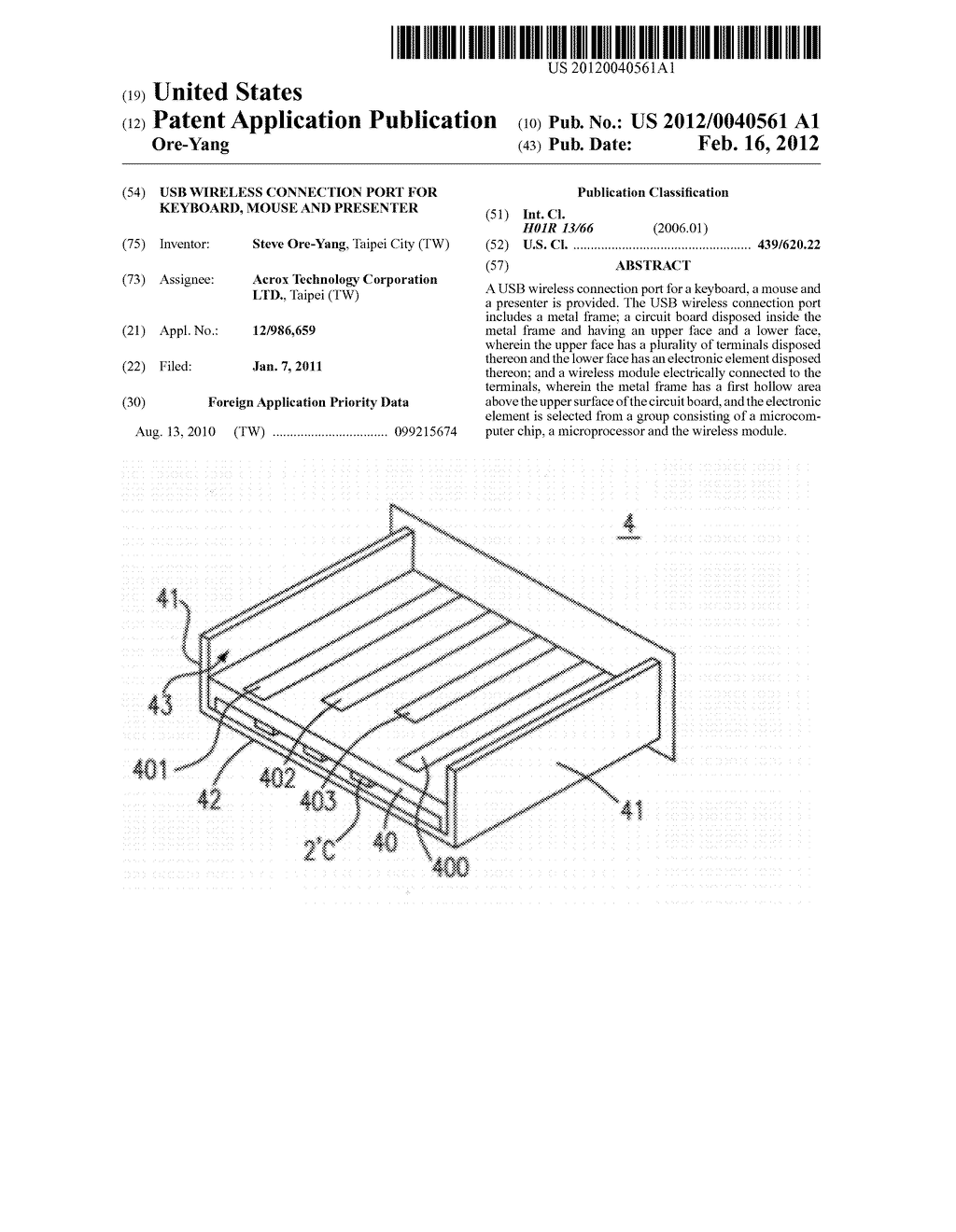 USB WIRELESS CONNECTION PORT FOR KEYBOARD, MOUSE AND PRESENTER - diagram, schematic, and image 01