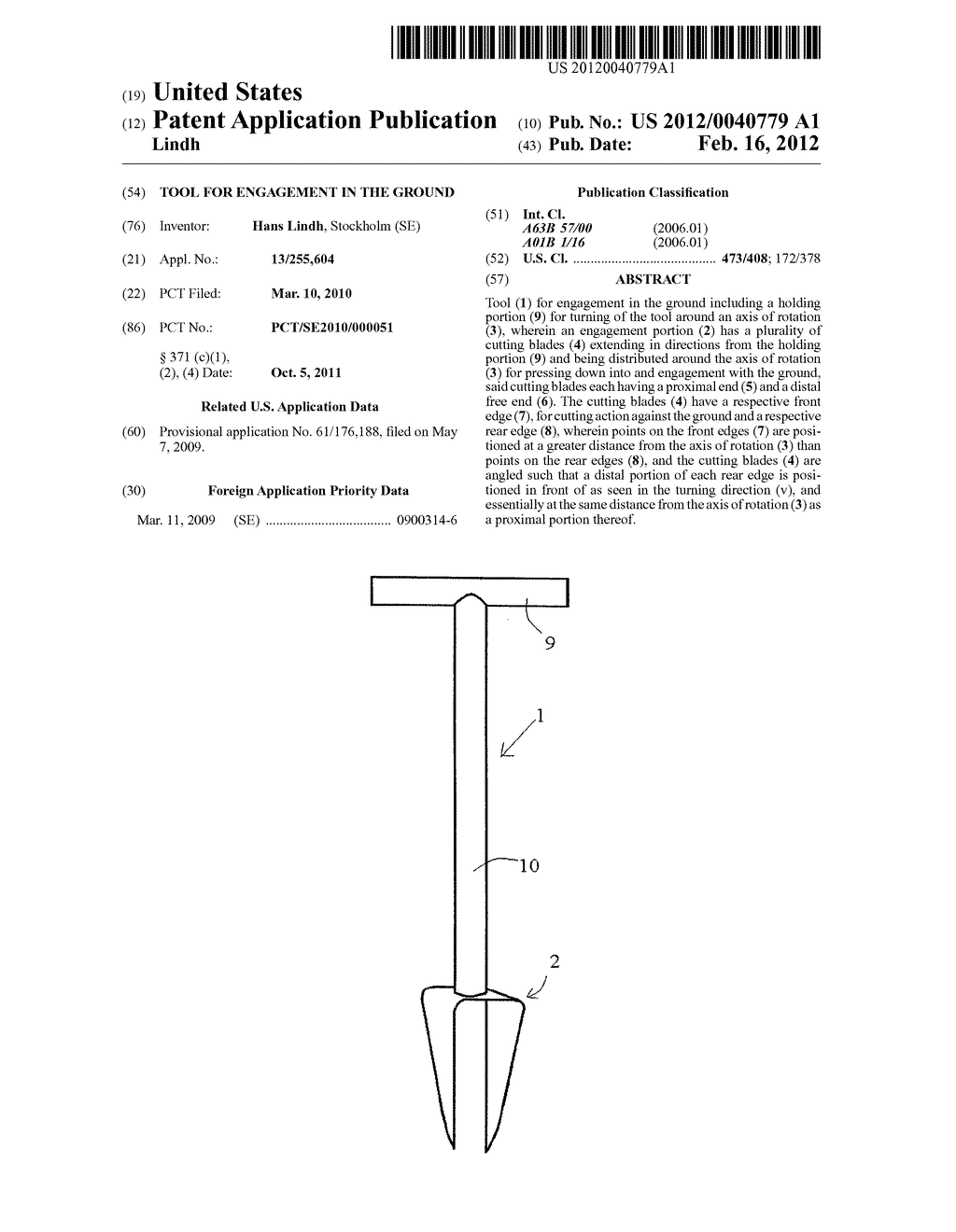 TOOL FOR ENGAGEMENT IN THE GROUND - diagram, schematic, and image 01