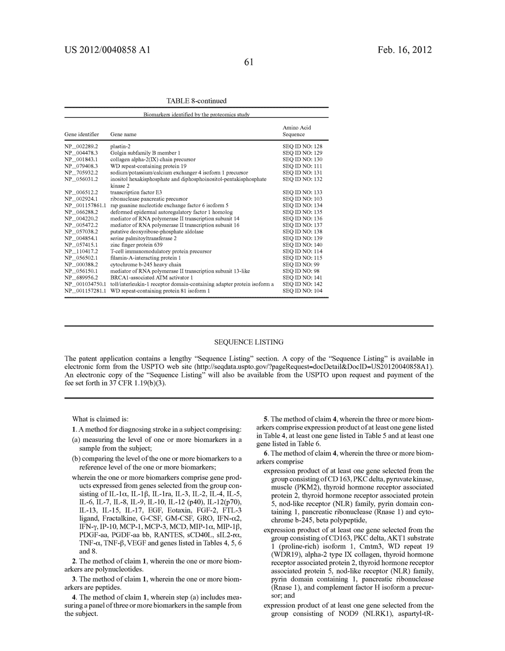 BIOMARKERS FOR STROKE - diagram, schematic, and image 66