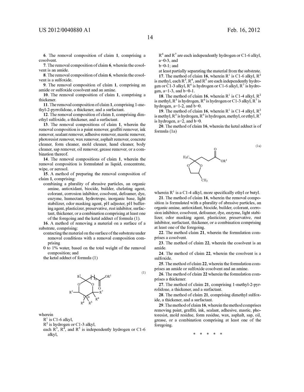 CARBOXY ESTER KETAL REMOVAL COMPOSITIONS, METHODS OF MANUFACTURE, AND USES     THEREOF - diagram, schematic, and image 15