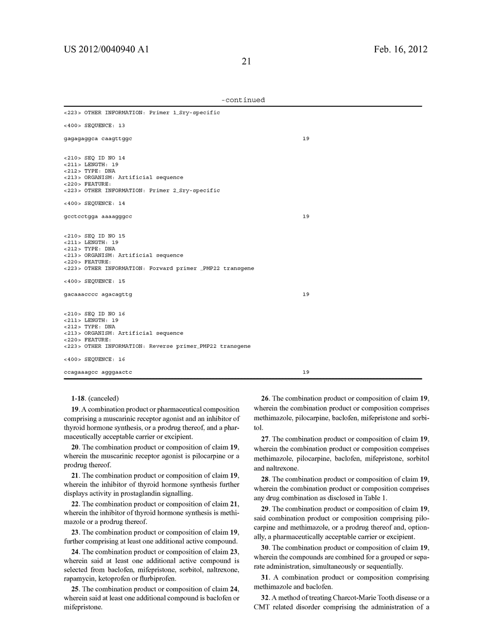 COMBINATION OF PILOCARPIN AND METHIMAZOL FOR TREATING CHARCOT-MARIETOOTH     DISEASE AND RELATED DISORDERS - diagram, schematic, and image 28