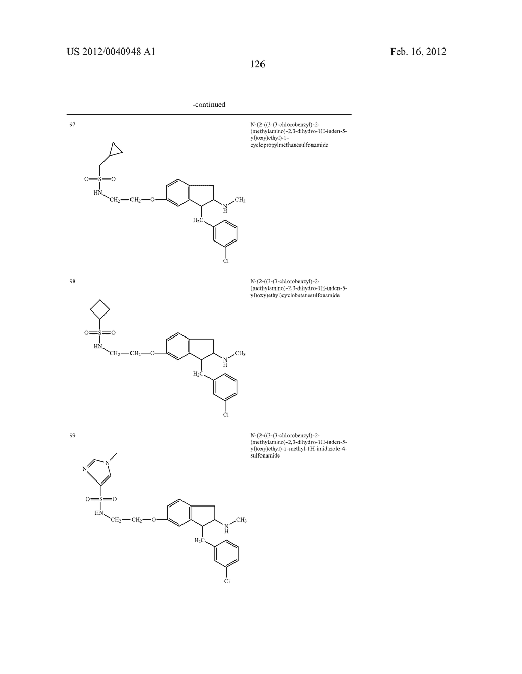 AMINOINDANE DERIVATIVES, PHARMACEUTICAL COMPOSITIONS CONTAINING THEM, AND     THEIR USE IN THERAPY - diagram, schematic, and image 127