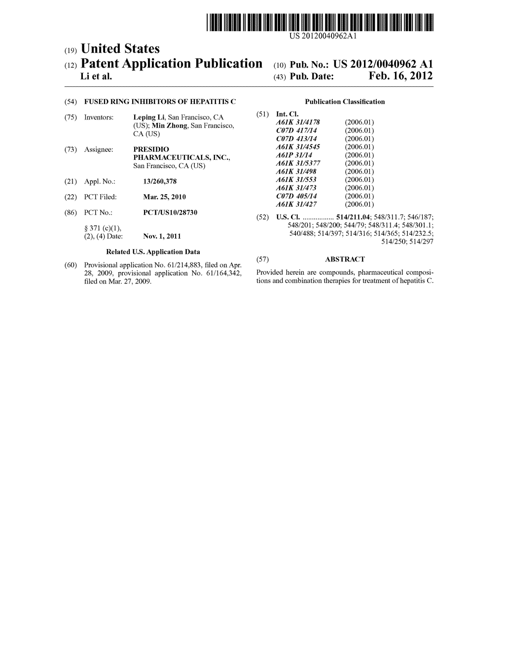 FUSED RING INHIBITORS OF HEPATITIS C - diagram, schematic, and image 01