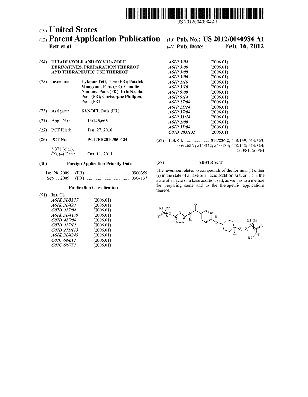 THIADIAZOLE AND OXADIAZOLE DERIVATIVES, PREPARATION THEREOF AND     THERAPEUTIC USE THEREOF - diagram, schematic, and image 01