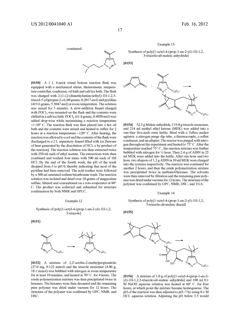 FUNCTIONALIZED 4- AND 5-VINYL SUBSTITUTED REGIOISOMERS OF 1, 2,     3-TRIAZOLES VIA 1, 3-DIPOLAR CYCLOADDITION AND POLYMERS THEREOF - diagram, schematic, and image 18