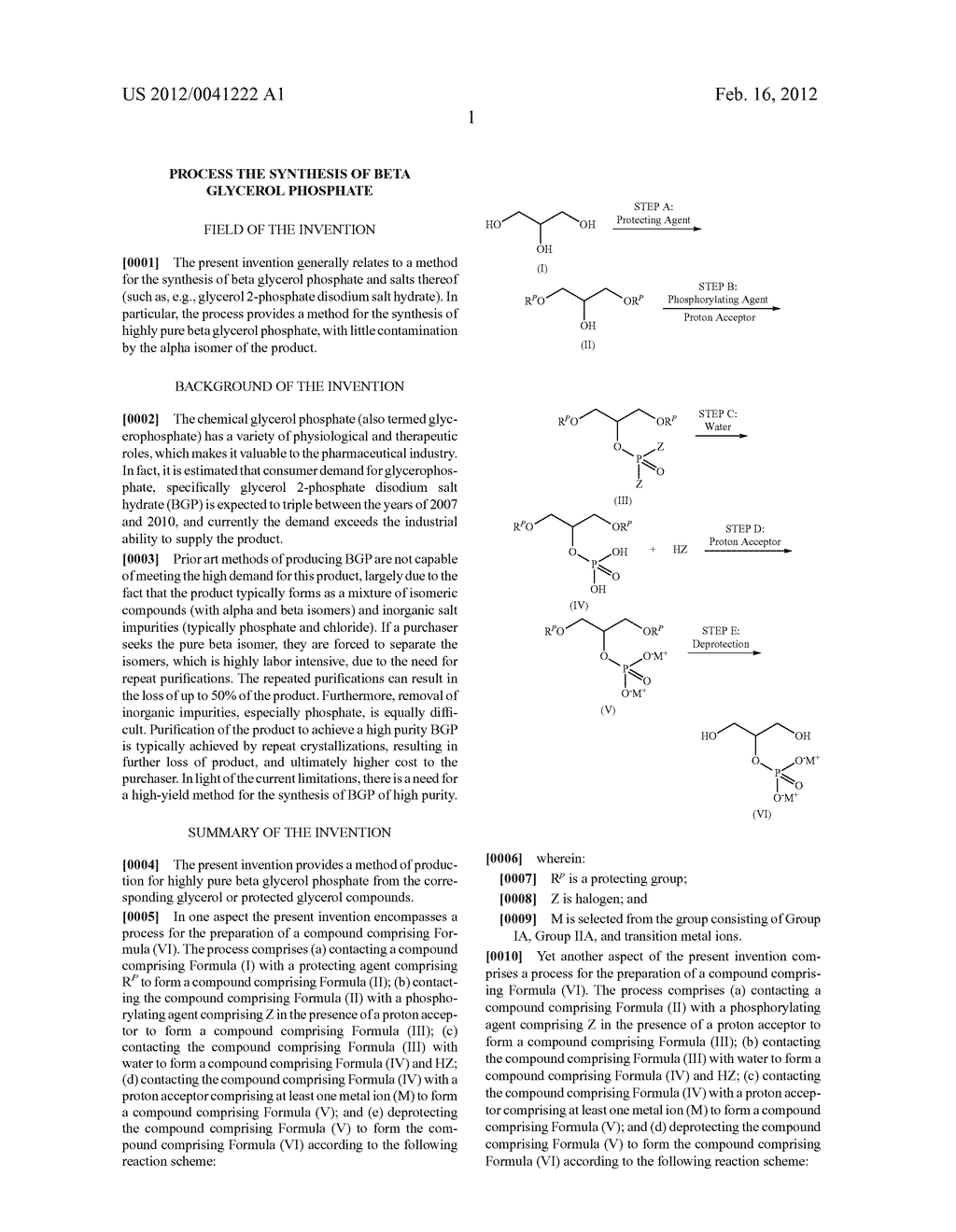 PROCESS THE SYNTHESIS OF BETA GLYCEROL PHOSPHATE - diagram, schematic, and image 02