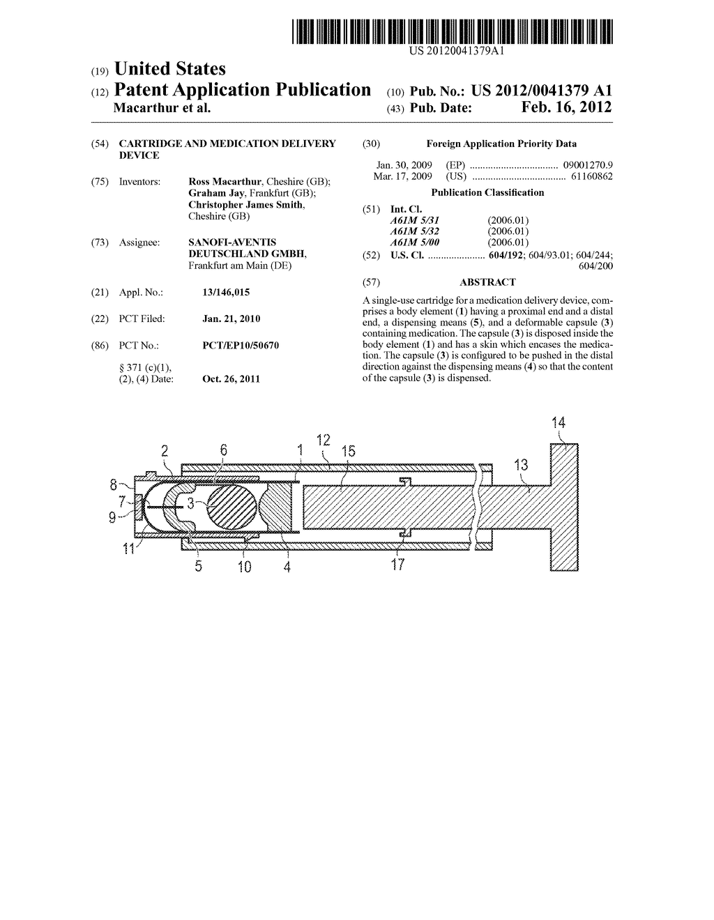 Cartridge and Medication Delivery Device - diagram, schematic, and image 01