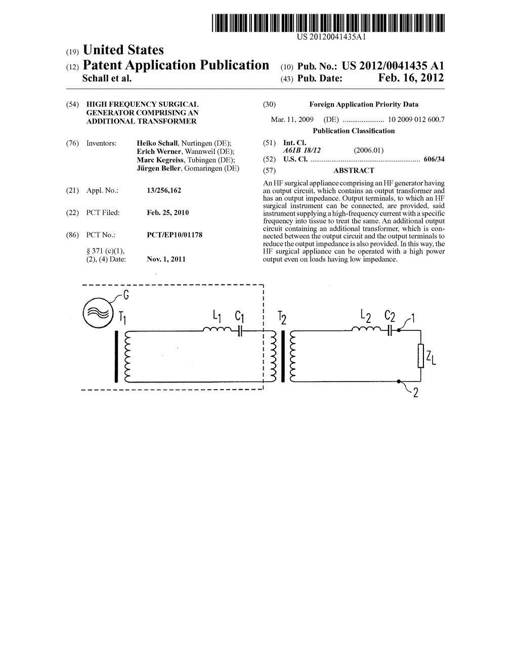 HIGH FREQUENCY SURGICAL GENERATOR COMPRISING AN ADDITIONAL TRANSFORMER - diagram, schematic, and image 01