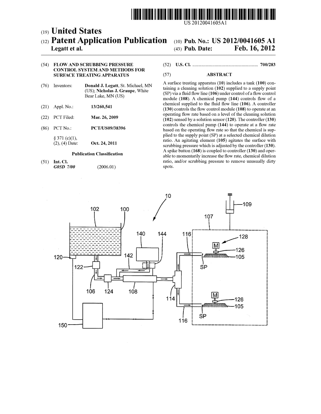 FLOW AND SCRUBBING PRESSURE CONTROL SYSTEM AND METHODS FOR SURFACE     TREATING APPARATUS - diagram, schematic, and image 01