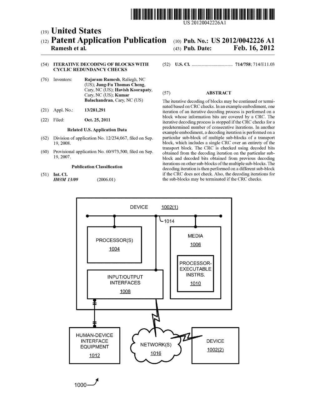 ITERATIVE DECODING OF BLOCKS WITH CYCLIC REDUNDANCY CHECKS - diagram, schematic, and image 01