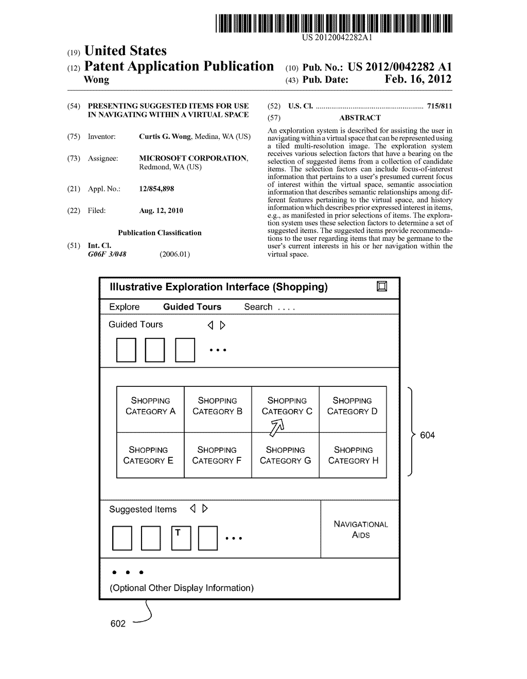 Presenting Suggested Items for Use in Navigating within a Virtual Space - diagram, schematic, and image 01