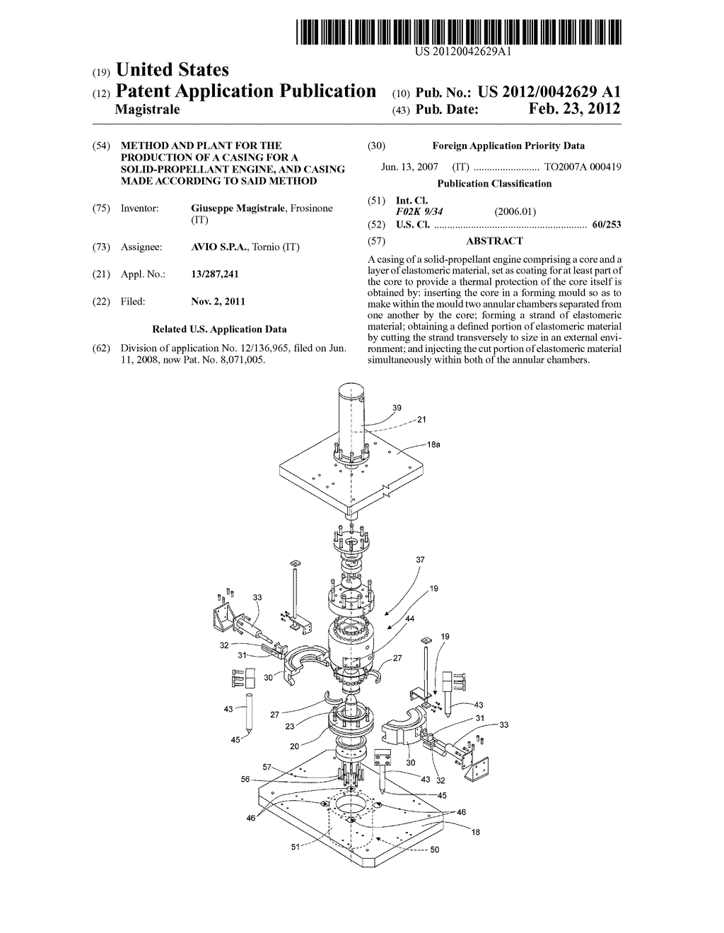 Method And Plant For The Production Of A Casing For A Solid-Propellant     Engine, And Casing Made According To Said Method - diagram, schematic, and image 01