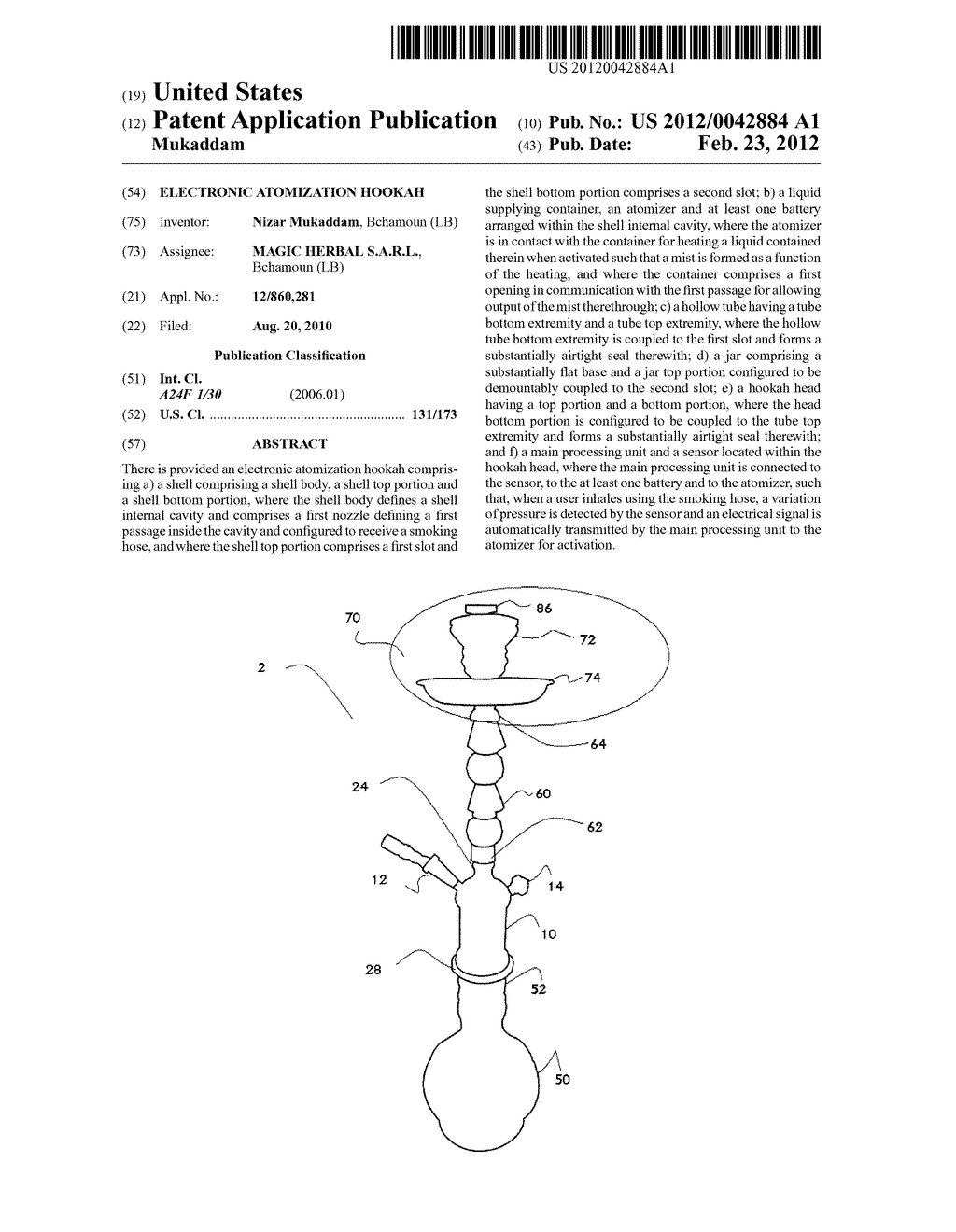 ELECTRONIC ATOMIZATION HOOKAH - diagram, schematic, and image 01