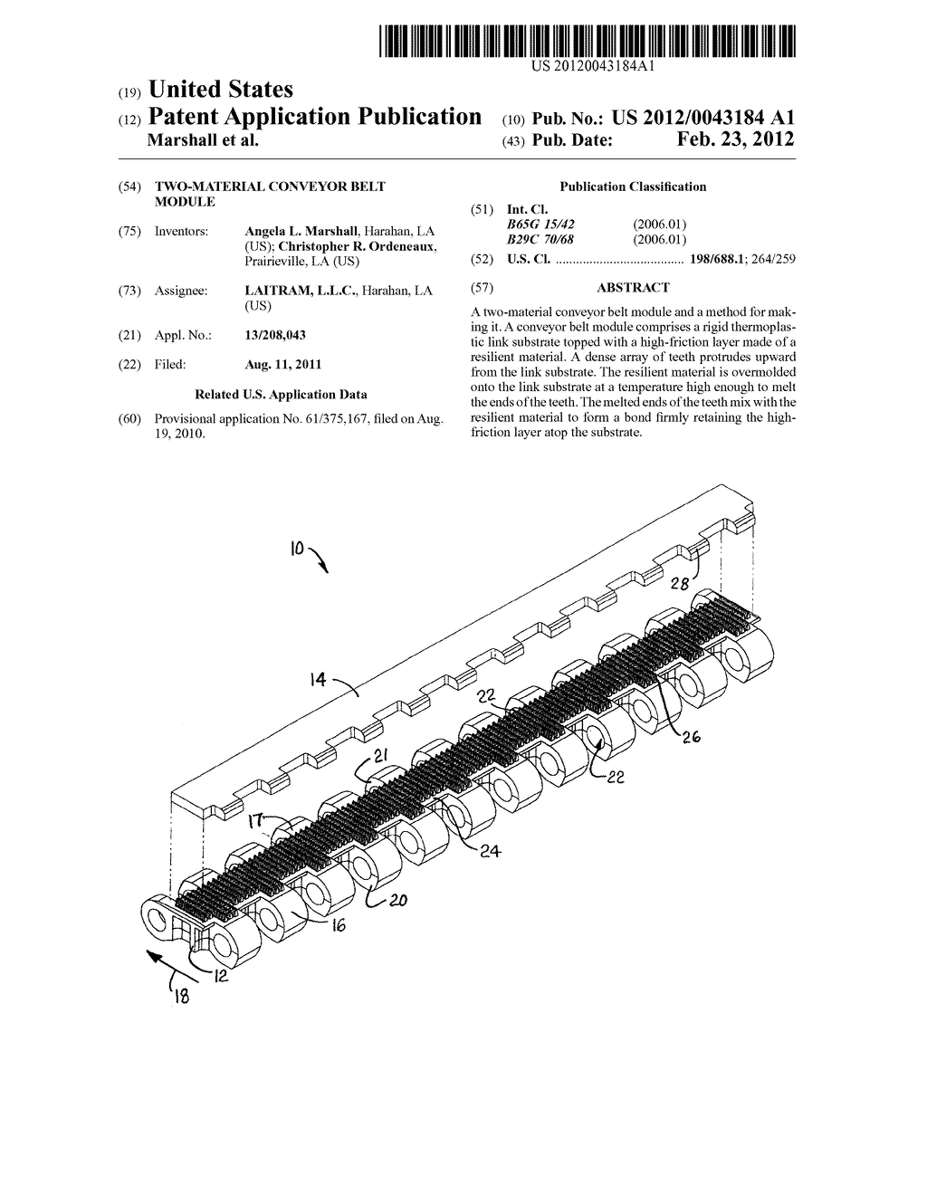 TWO-MATERIAL CONVEYOR BELT MODULE - diagram, schematic, and image 01