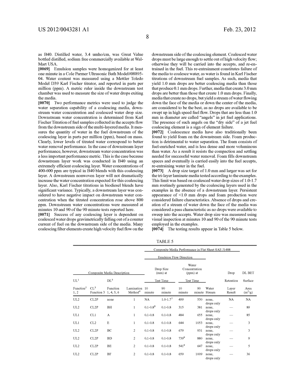 SEPARATION MEDIA AND METHODS ESPECIALLY USEFUL FOR SEPARATING     WATER-HYDROCARBON EMULSIONS HAVING LOW INTERFACIAL TENSIONS - diagram, schematic, and image 11