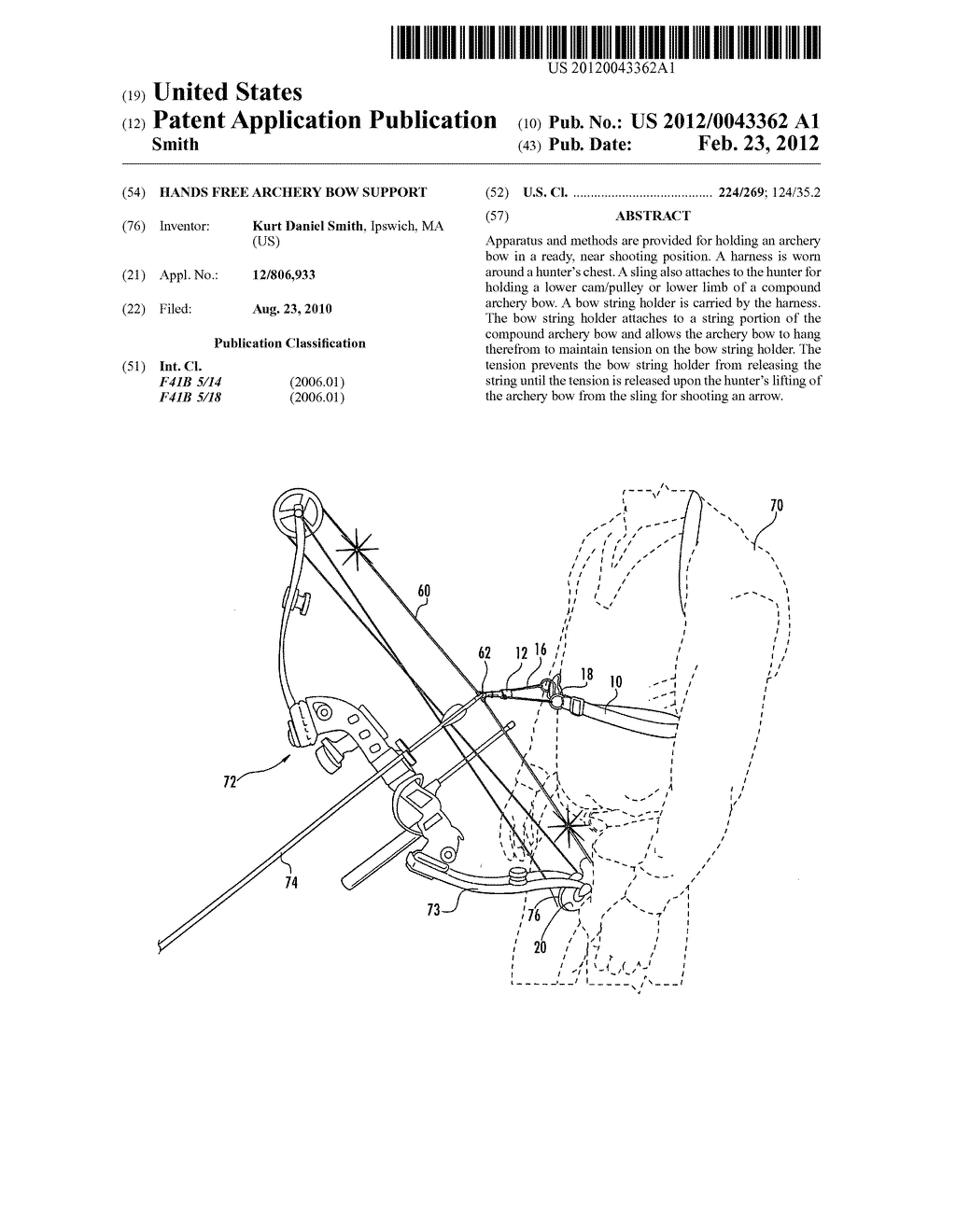 Hands free archery bow support - diagram, schematic, and image 01