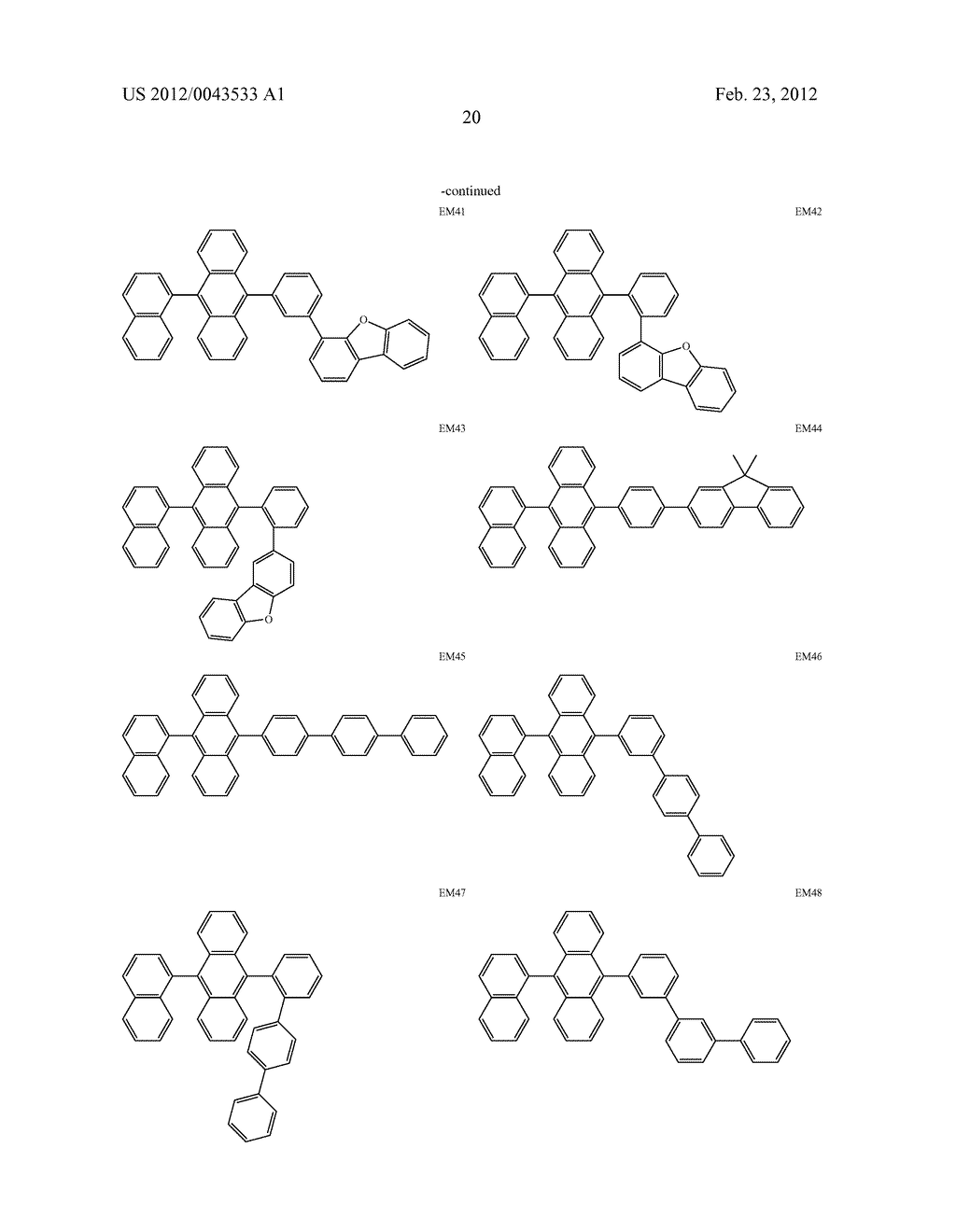 AROMATIC AMINE DERIVATIVE AND ORGANIC ELECTROLUMINESCENT ELEMENT     COMPRISING THE SAME - diagram, schematic, and image 21