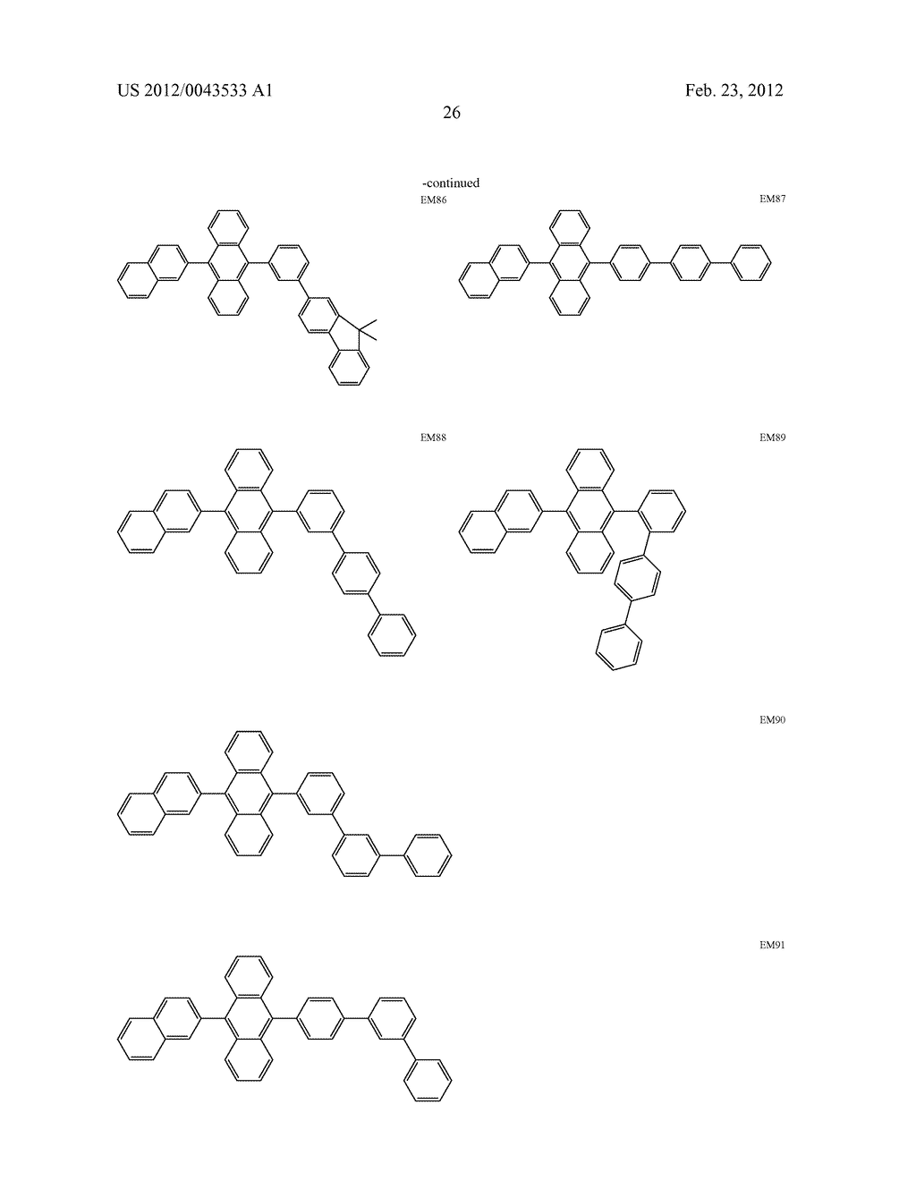 AROMATIC AMINE DERIVATIVE AND ORGANIC ELECTROLUMINESCENT ELEMENT     COMPRISING THE SAME - diagram, schematic, and image 27