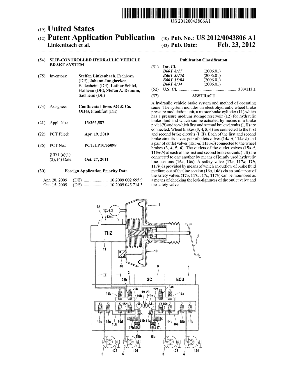 Slip-Controlled Hydraulic Vehicle Brake System - diagram, schematic, and image 01