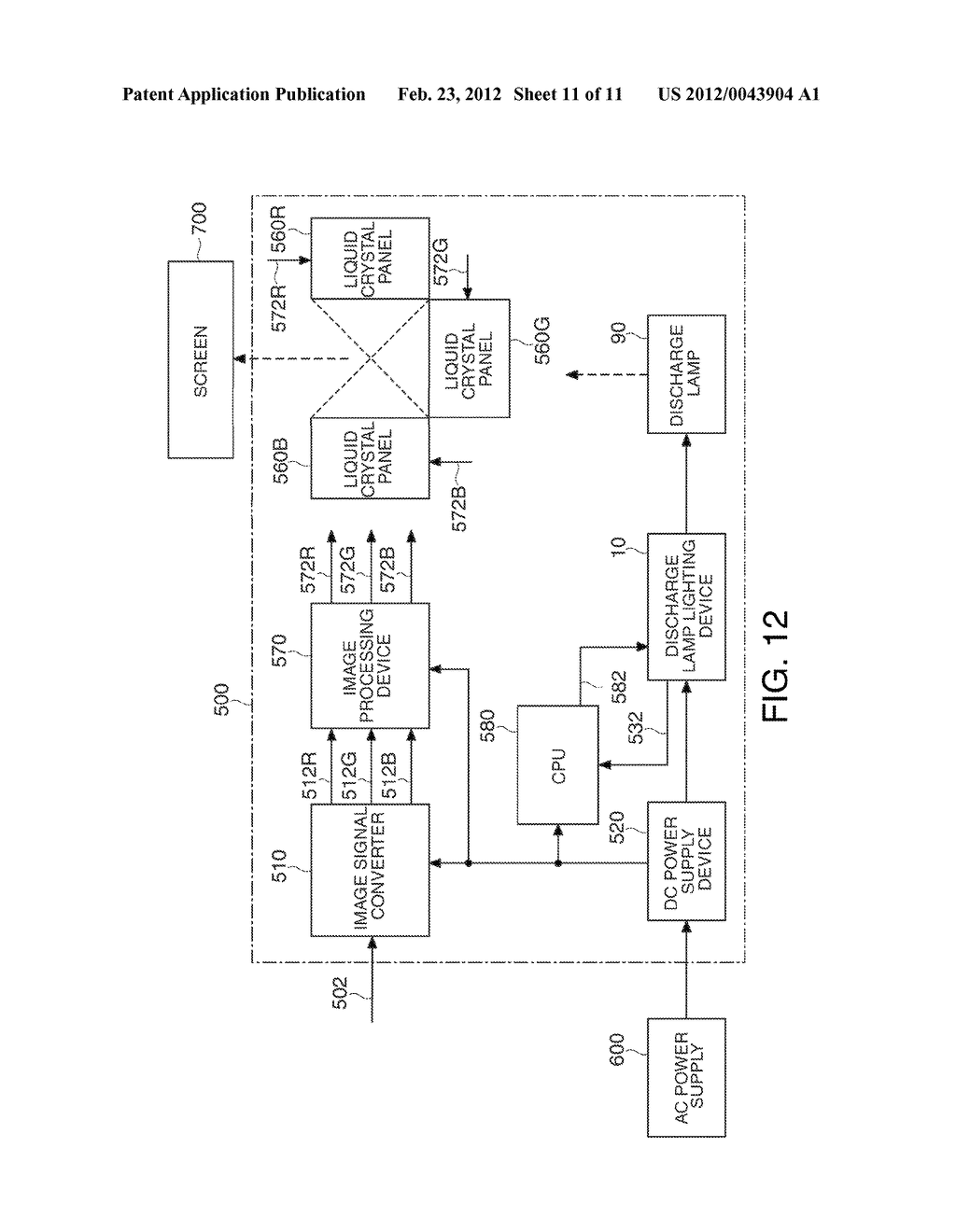 DISCHARGE LAMP LIGHTING DEVICE, PROJECTOR, AND DRIVING METHOD OF DISCHARGE     LAMP - diagram, schematic, and image 12