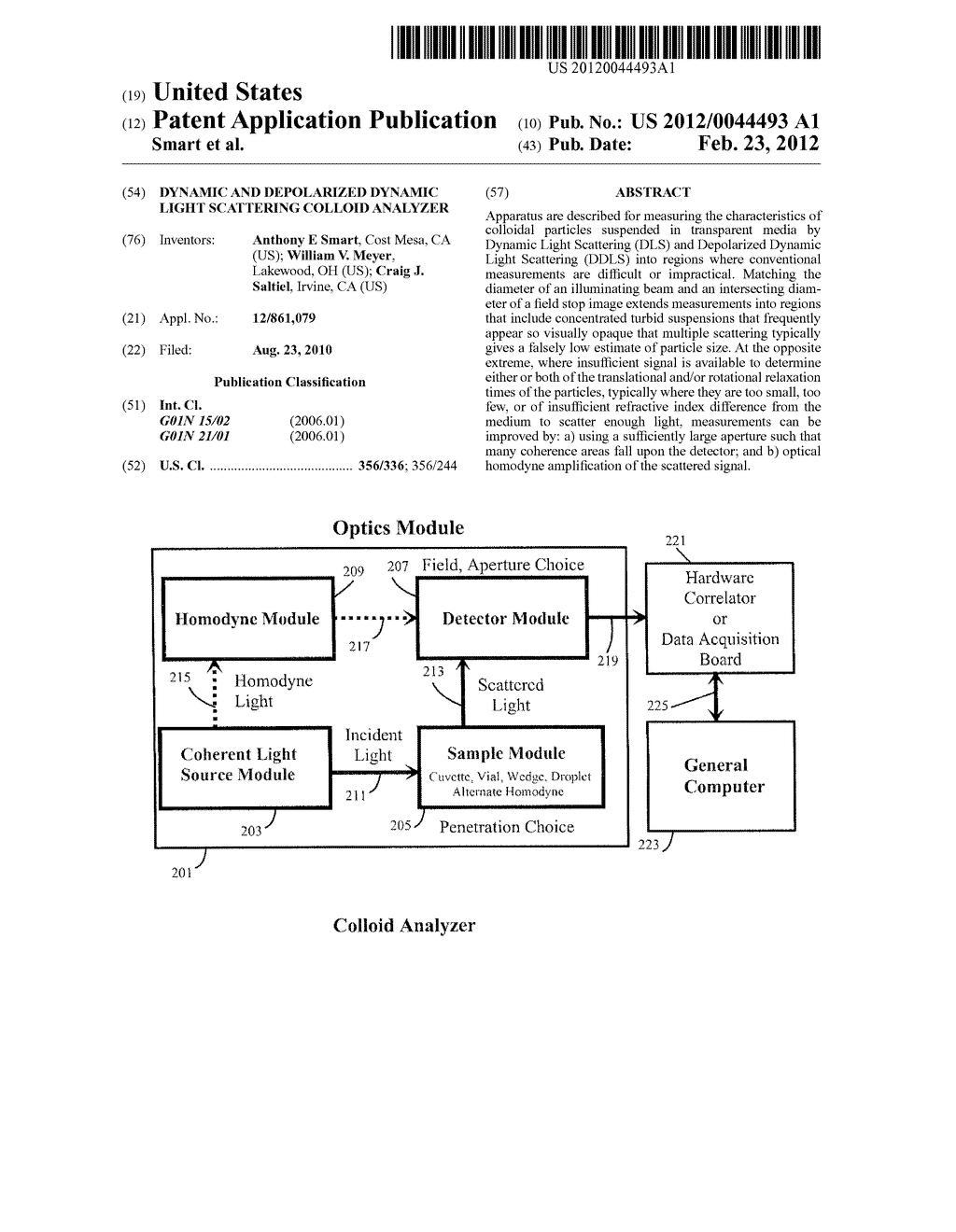 DYNAMIC AND DEPOLARIZED DYNAMIC LIGHT SCATTERING COLLOID ANALYZER - diagram, schematic, and image 01