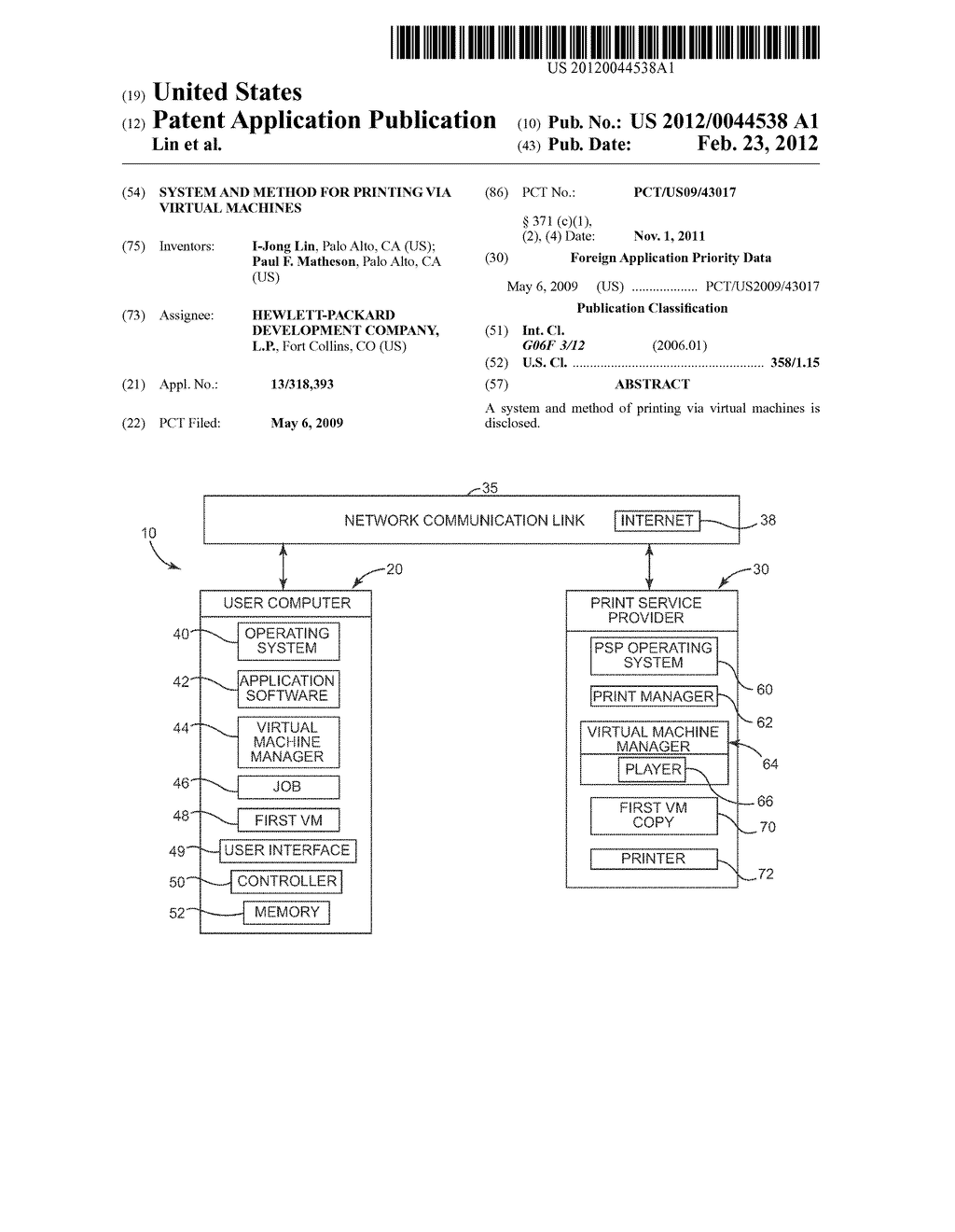 SYSTEM AND METHOD FOR PRINTING VIA VIRTUAL MACHINES - diagram, schematic, and image 01