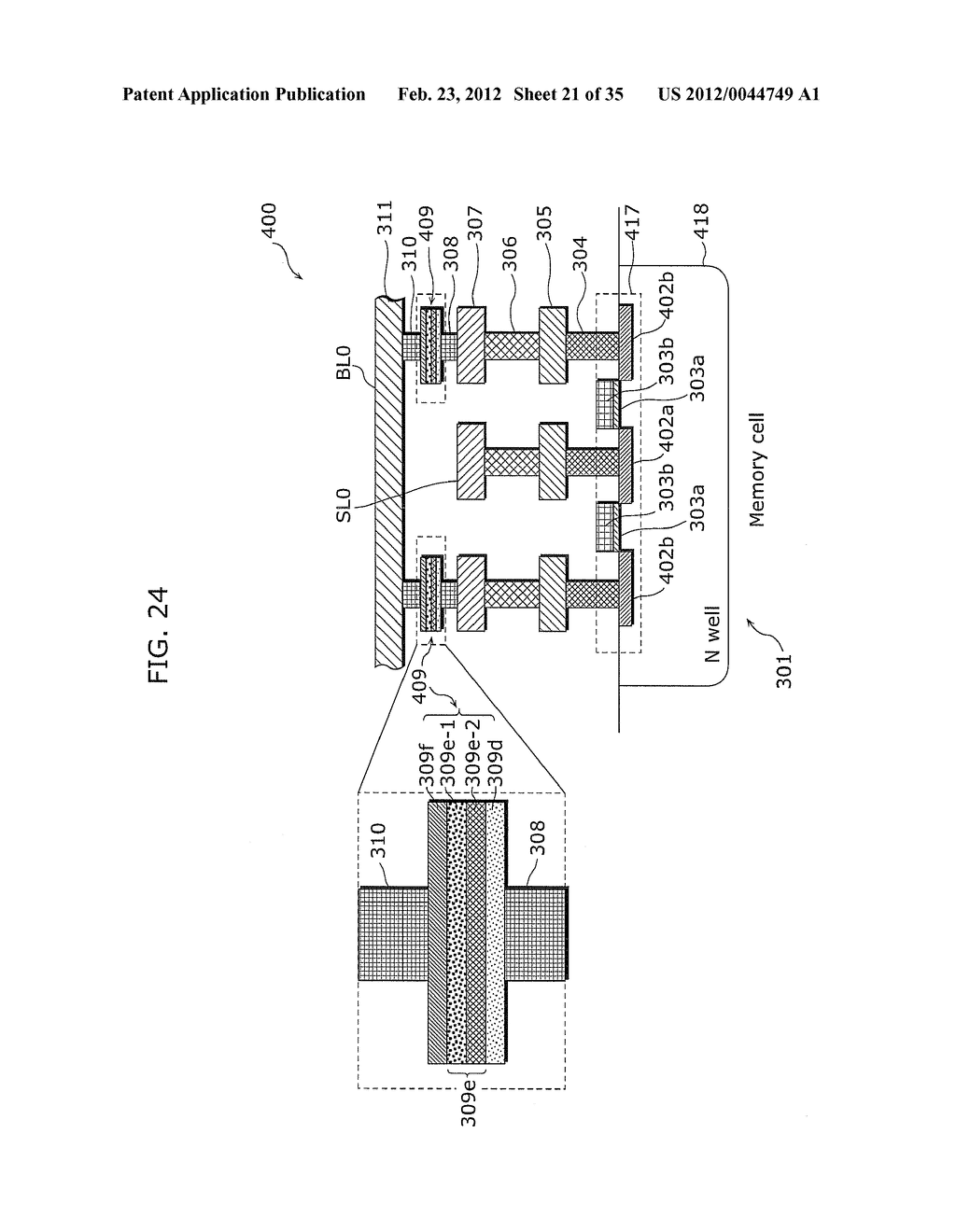 VARIABLE RESISTANCE NONVOLATILE STORAGE DEVICE AND METHOD OF FORMING     MEMORY CELL - diagram, schematic, and image 22