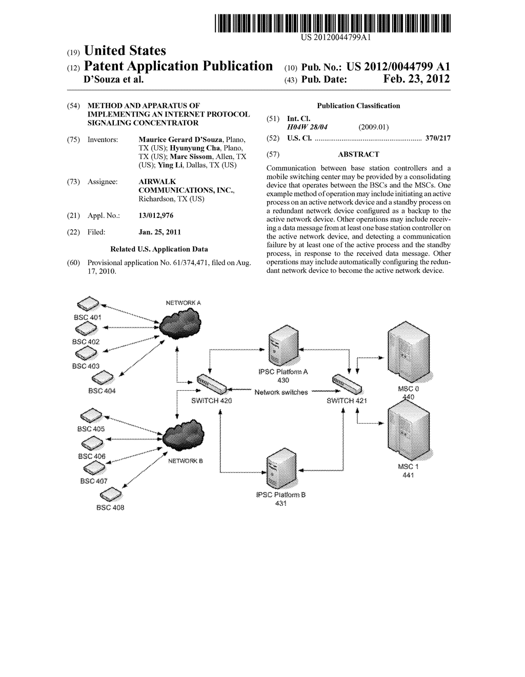METHOD AND APPARATUS OF IMPLEMENTING AN INTERNET PROTOCOL SIGNALING     CONCENTRATOR - diagram, schematic, and image 01