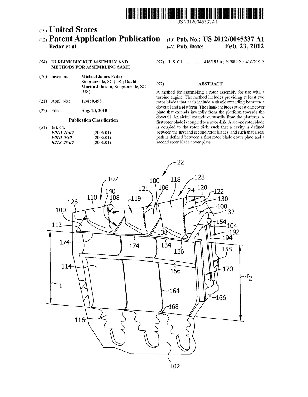 TURBINE BUCKET ASSEMBLY AND METHODS FOR ASSEMBLING SAME - diagram, schematic, and image 01