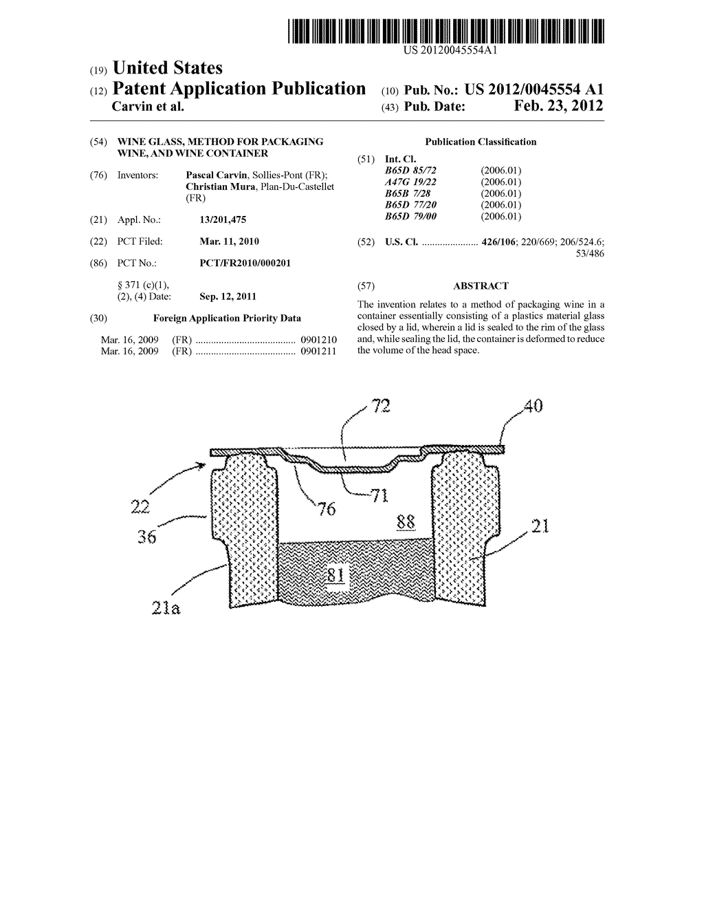 WINE GLASS, METHOD FOR PACKAGING WINE, AND WINE CONTAINER - diagram, schematic, and image 01