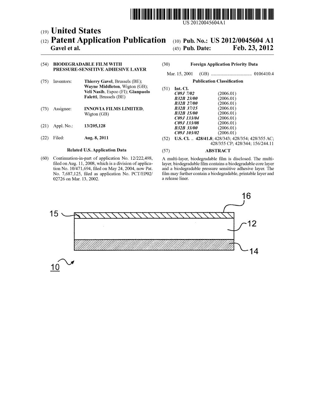 BIODEGRADABLE FILM WITH PRESSURE-SENSITIVE ADHESIVE LAYER - diagram, schematic, and image 01