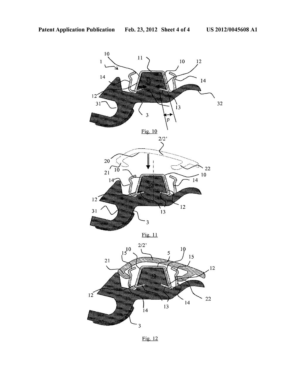 METHOD OF FITTING AN ATTACHMENT ONTO A  PROFILED STRIP, INTERMEDIATE     FASTENING DEVICE FOR  FASTENING AN ATTACHMENT ONTO A PROFILED STRIP,     GLAZING PANE AND USE OF SAID DEVICE - diagram, schematic, and image 05