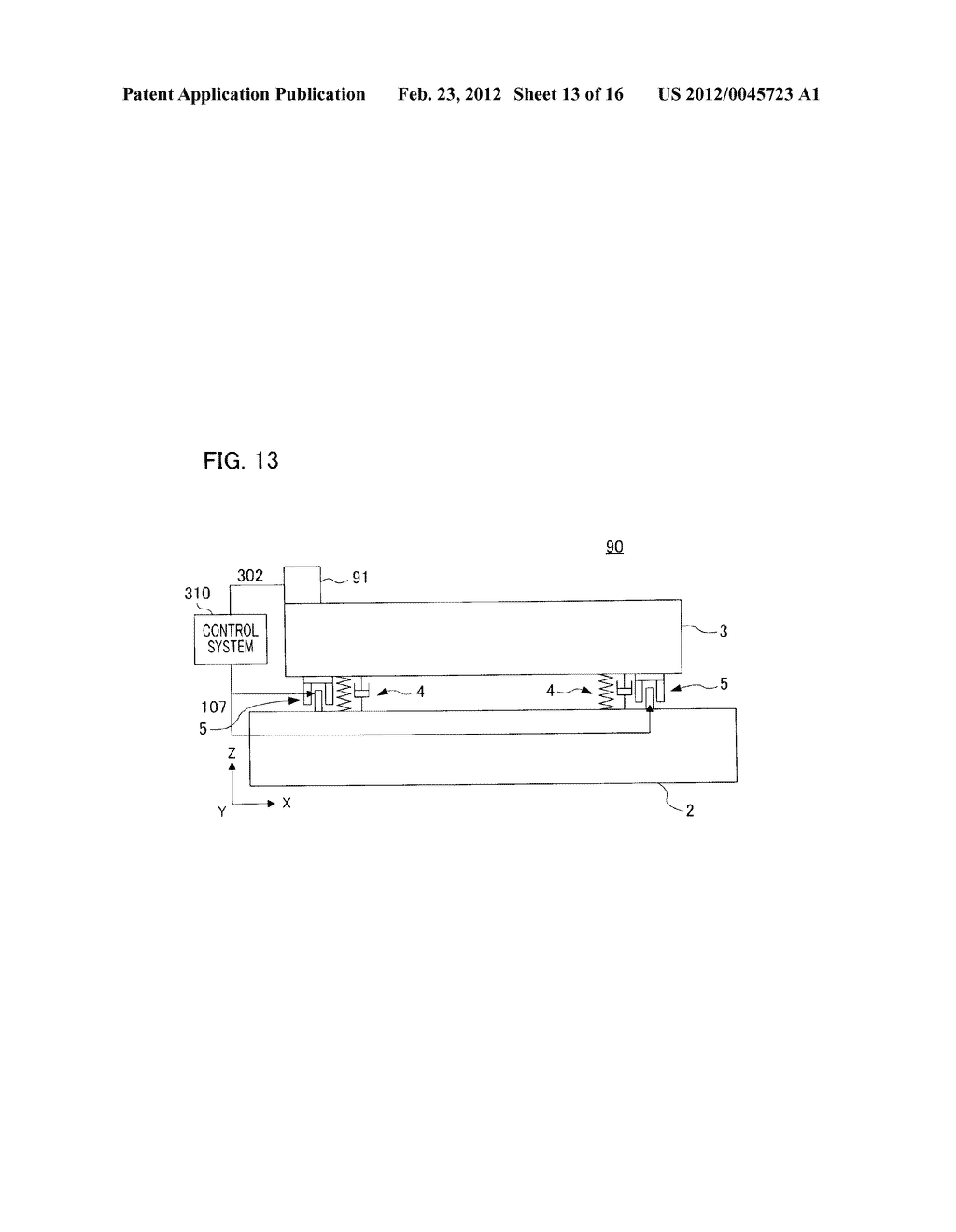 VIBRATION ISOLATION DEVICE, EXPOSURE APPARATUS, AND DEVICE MANUFACTURING     METHOD USING SAME - diagram, schematic, and image 14