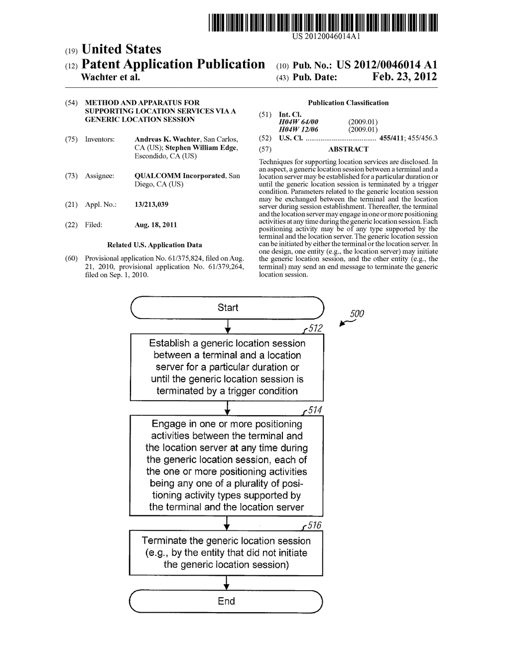 METHOD AND APPARATUS FOR SUPPORTING LOCATION SERVICES VIA A GENERIC     LOCATION SESSION - diagram, schematic, and image 01