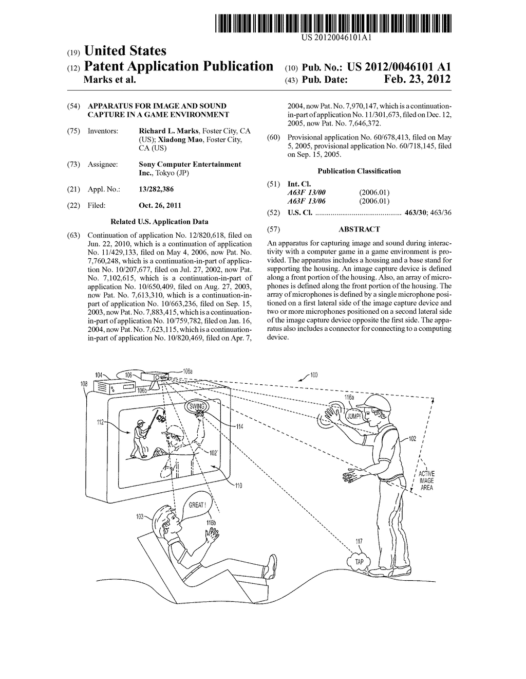 APPARATUS FOR IMAGE AND SOUND CAPTURE IN A GAME ENVIRONMENT - diagram, schematic, and image 01