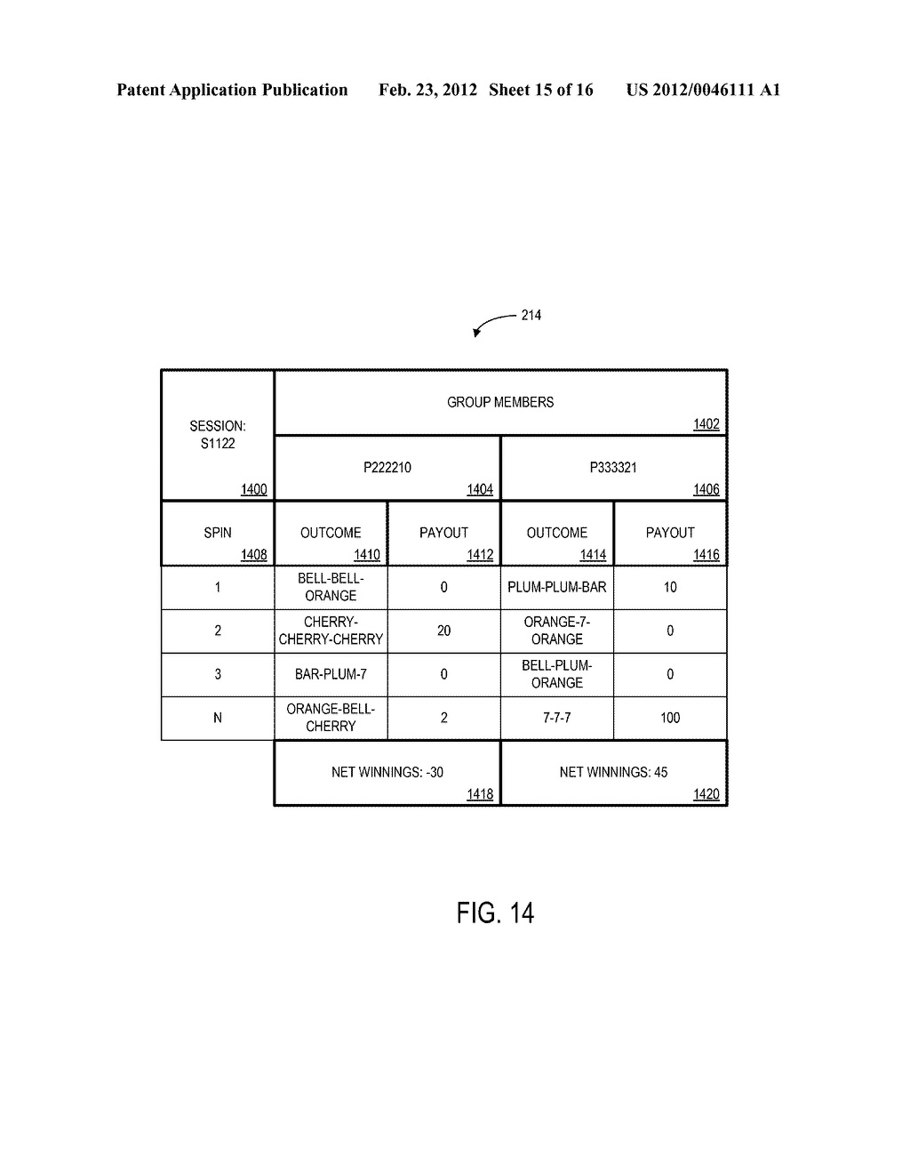 METHOD AND APPARATUS FOR LINKED PLAY GAMING WITH COMBINED OUTCOMES AND     SHARED INDICIA - diagram, schematic, and image 16