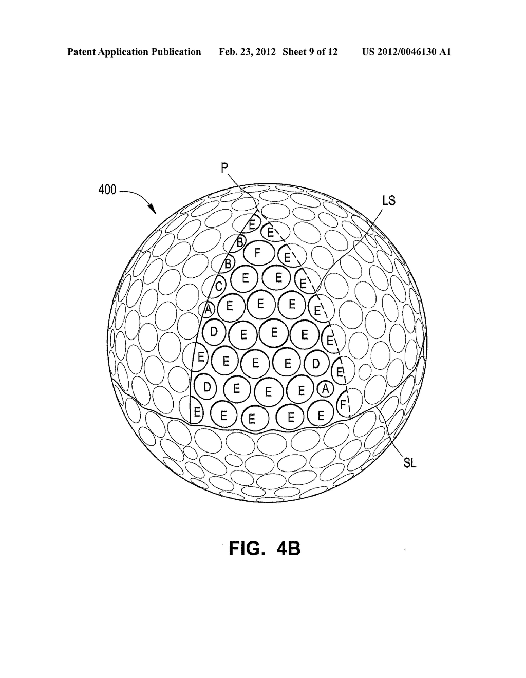 Golf Balls including Multiple Dimple Types and/or Multiple Layers of     Different Hardnesses - diagram, schematic, and image 10